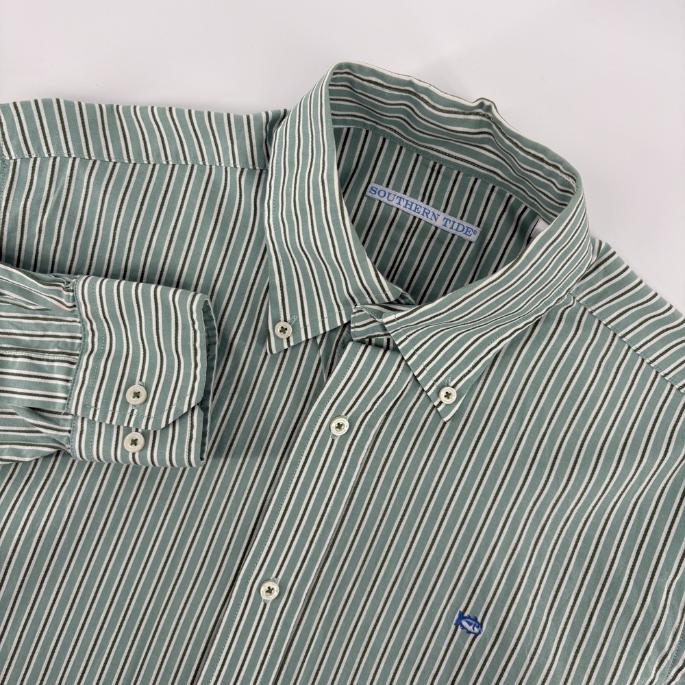 Southern Tide Intercoastal Men's Medium Green Plaid Long Sleeve Button DownShirt